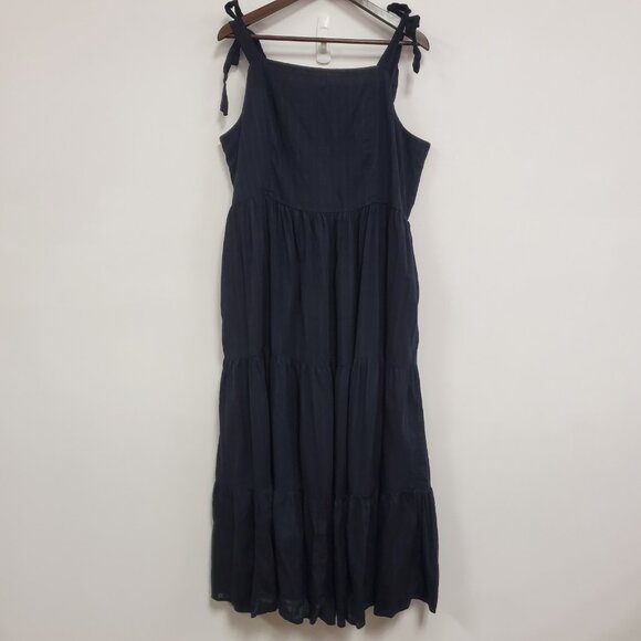 Old Navy Womens Tiered Boho Maxi Dress Size XXL Blue Striped Peasant Gypsy Sheer - Picture 1 of 12